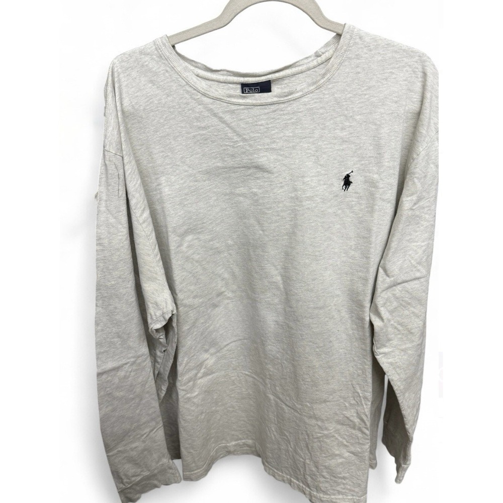 Polo Ralph Lauren Men's Long Sleeve Shirt Cream, Crew Neck, Cotton, Size XXL